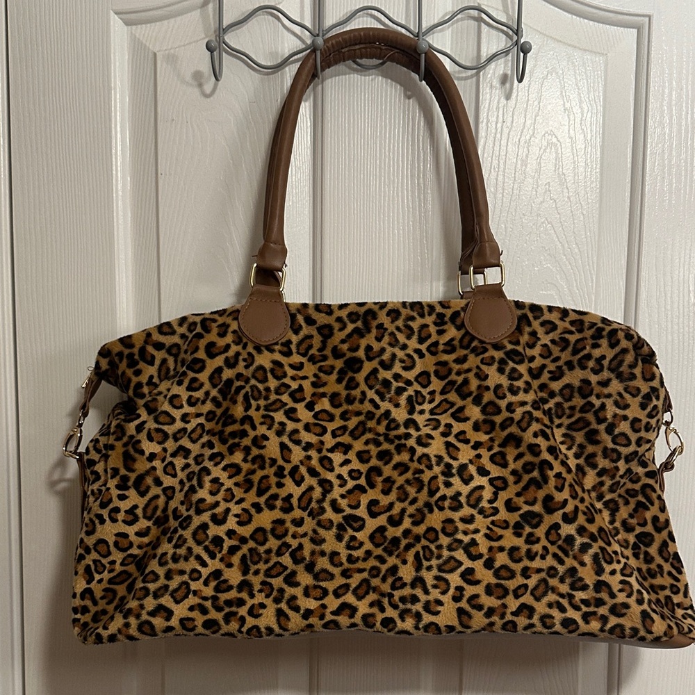 SHEIN Leopard Pattern Tote with Brown Handles